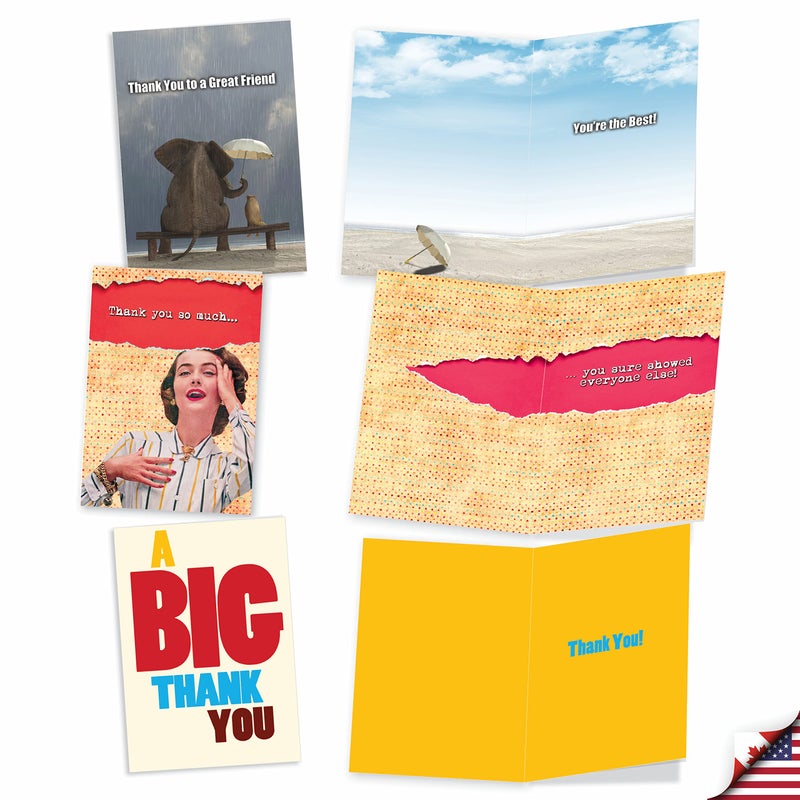 NobleWorks, Many Thanks - 10 Assorted Thank You Cards with Envelopes - Bulk Gratitude Card Bundle, Boxed Set AC3250TYG-B1x10 - Image 3